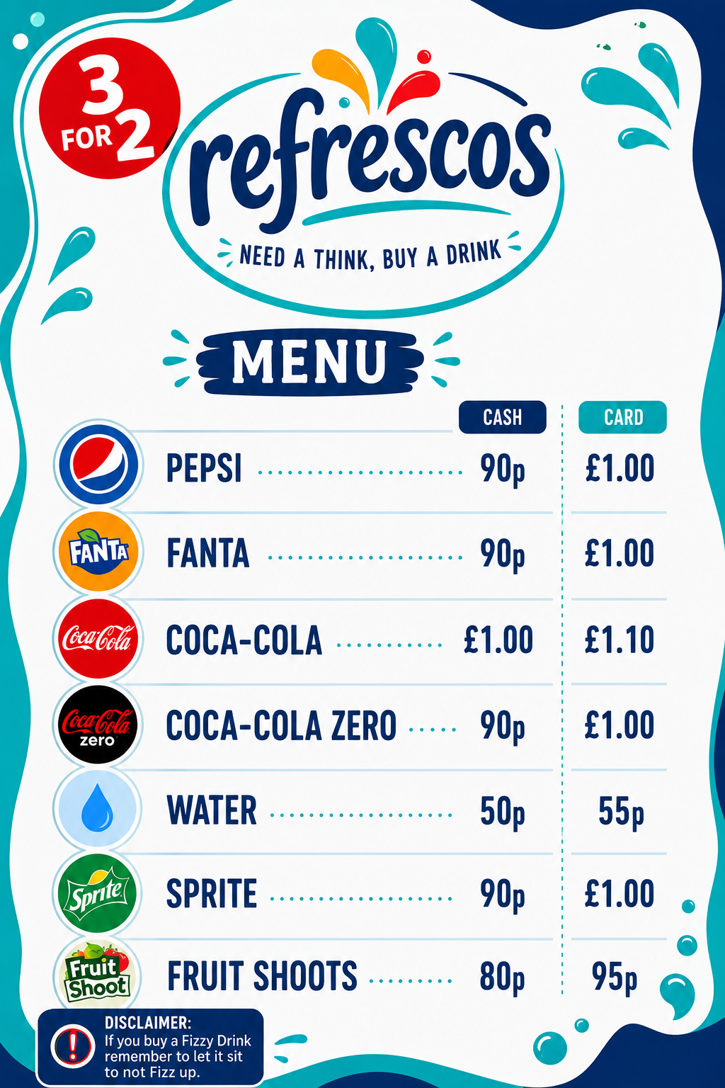 Refrescos Drink Menu